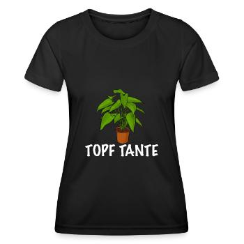 Topf Tante lustiger Gärtner Spruch - Frauen Funktions-T-Shirt - Schwarz - Vorne - AI Model Female 172 light (172cm)