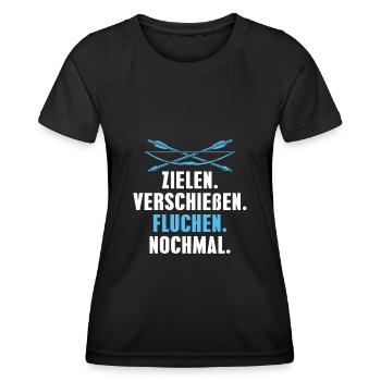 Bogenschießen Lustiger Spruch Bogenschütze - Frauen Funktions-T-Shirt - Schwarz - Vorne - AI Model Female 172 light (172cm)