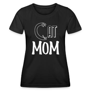 Cat mom. Maman d'un chat. - T-shirt sport Femme - noir - Devant - AI Model Female 172 light (172cm)