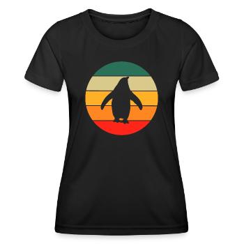 Pingouin rétro - T-shirt sport Femme - noir - Devant - AI Model Female 172 light (172cm)