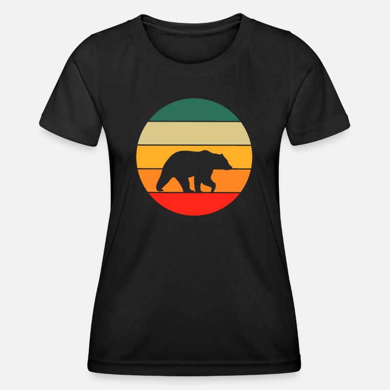 Retro Brown Bear Grizzly Bear - Women's Functional T-Shirt - black