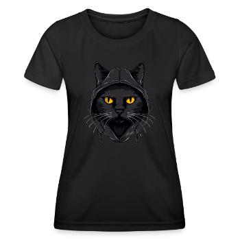 Katzenkopf Schwarze Katze Bombay Happy Cat Katzen - Frauen Funktions-T-Shirt - Schwarz - Vorne - AI Model Female 172 light (172cm)