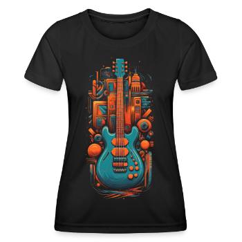 Retro Base Gitarre - Frauen Funktions-T-Shirt - Schwarz - Vorne - AI Model Female 172 light (172cm)