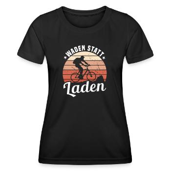 Waden statt Laden Rennrad Radsport Spruch Sprüche - Frauen Funktions-T-Shirt - Schwarz - Vorne - AI Model Female 172 light (172cm)
