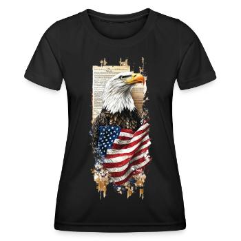Honor, Eagle and flag - Women's Functional T-Shirt - black - Front - AI Model Female 172 light (172cm)