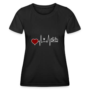Radfahren und Wein Herzschlag - Frauen Funktions-T-Shirt - Schwarz - Vorne - AI Model Female 172 light (172cm)
