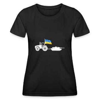 Un fermier ukrainien vole un tank tracteur Kiev - T-shirt sport Femme - noir - Devant - AI Model Female 172 light (172cm)