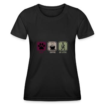 Jiu Jitsu Hund Kaffee Kämpfer - Frauen Funktions-T-Shirt - Schwarz - Vorne - AI Model Female 172 light (172cm)