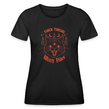 Halloween Witch Witches Thick Thighs Witch Vibes - Women's Functional T-Shirt - black - Front - AI Model Female 172 light (172cm)