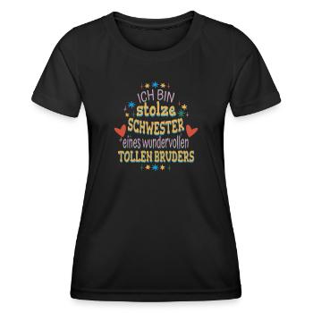 Geschwister Geschenkidee Ich Bin Stolze Schwester - Frauen Funktions-T-Shirt - Schwarz - Vorne - AI Model Female 172 light (172cm)