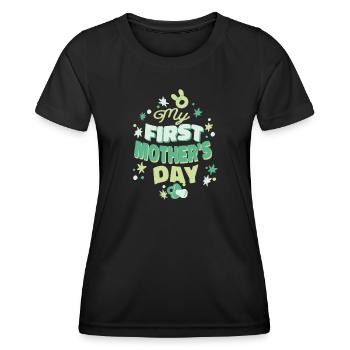 My First Mother's Day Muttertag Geschenkidee Mama - Frauen Funktions-T-Shirt - Schwarz - Vorne - AI Model Female 172 light (172cm)