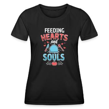 Cooking Cooking Feeding Hearts And Souls - Women's Functional T-Shirt - black - Front - AI Model Female 172 light (172cm)