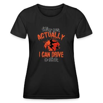 Halloween Witch Witch’s Broom Je peux conduire un bâton - T-shirt sport Femme - noir - Devant - AI Model Female 172 light (172cm)