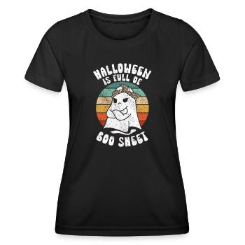 Halloween est plein de Boo Sheet Ghost Humor Funny - T-shirt sport Femme - noir - Devant - AI Model Female 172 light (172cm)