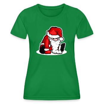 Sitting Santa Puppet - White - Women's Functional T-Shirt - kelly green - Front - AI Model Female 172 dark (172cm)