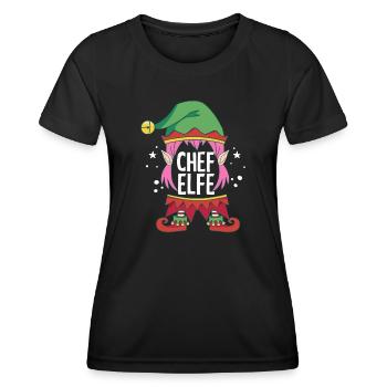 Weihnachten Humor Lustig Chef Elfe - Frauen Funktions-T-Shirt - Schwarz - Vorne - AI Model Female 172 light (172cm)