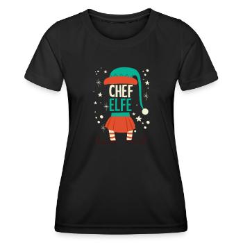 Weihnachten Humor Lustig Chef Elfe - Frauen Funktions-T-Shirt - Schwarz - Vorne - AI Model Female 172 light (172cm)