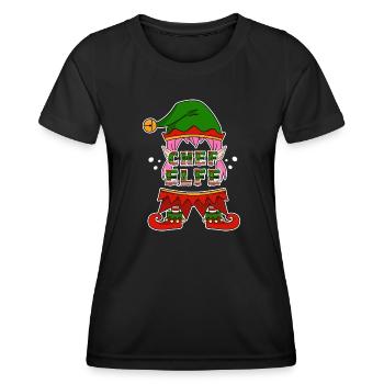 Weihnachten Humor Lustig Chef Elfe - Frauen Funktions-T-Shirt - Schwarz - Vorne - AI Model Female 172 light (172cm)