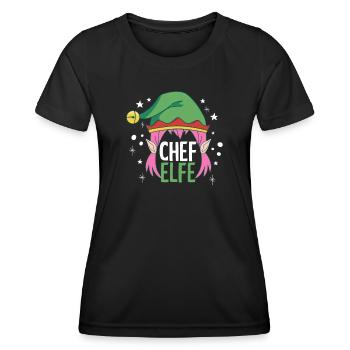 Weihnachten Humor Lustig Chef Elfe - Frauen Funktions-T-Shirt - Schwarz - Vorne - AI Model Female 172 light (172cm)