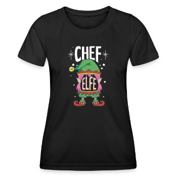 Weihnachten Humor Lustig Chef Elfe - Frauen Funktions-T-Shirt - Schwarz - Vorne - AI Model Female 172 light (172cm)