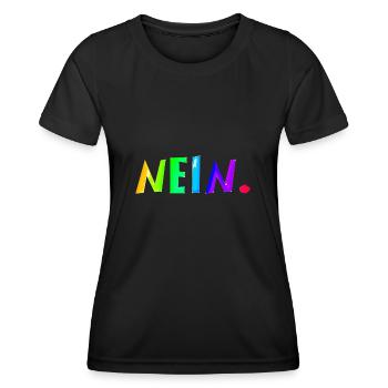 Nein | Nö | Lustig | Lachen | ablehnend - Frauen Funktions-T-Shirt - Schwarz - Vorne - AI Model Female 172 light (172cm)