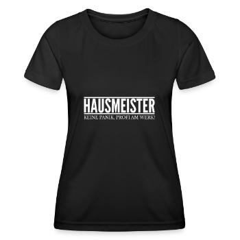 Hausmeister - Keine Panik, Profi am werk! - Frauen Funktions-T-Shirt - Schwarz - Vorne - AI Model Female 172 light (172cm)