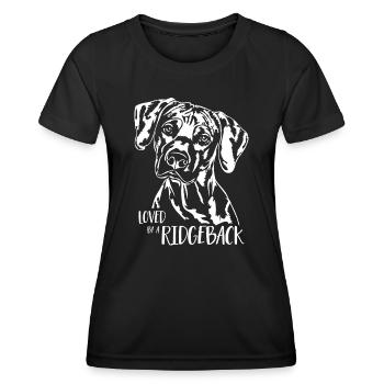 Loved by a Ridgeback Dogs Rhodesian Ridgeback - Women's Functional T-Shirt - black - Front - AI Model Female 172 light (172cm)
