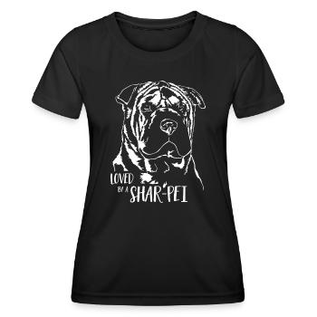 Aimé par un chien Shar-Pei Dog Dog Dicton - T-shirt sport Femme - noir - Devant - AI Model Female 172 light (172cm)