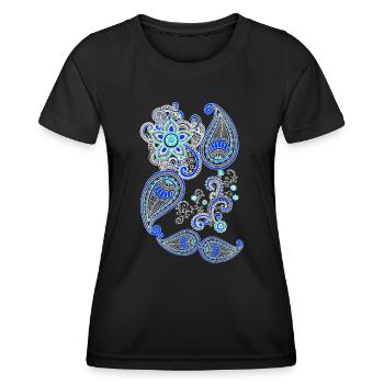 Mandala henna geometrisch blau weiss - Frauen Funktions-T-Shirt - Schwarz - Vorne - AI Model Female 172 light (172cm)