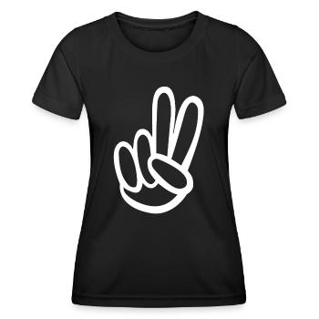 peace weiss handzeichen 2 Finger - Frauen Funktions-T-Shirt - Schwarz - Vorne - AI Model Female 172 light (172cm)