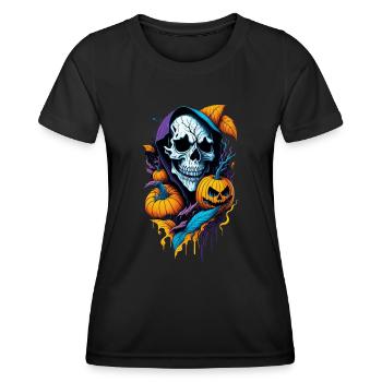 Halloween Totenschädel - Frauen Funktions-T-Shirt - Schwarz - Vorne - AI Model Female 172 light (172cm)