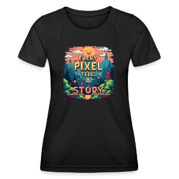 Every Pixel Tells a Story - Retro Gaming - Women's Functional T-Shirt - black - Front - AI Model Female 172 light (172cm)