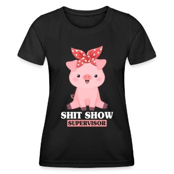 Pig Women Supervisor Funny Chaos Management - Women's Functional T-Shirt - black - Front - AI Model Female 172 light (172cm)