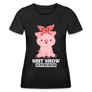 Adult Joke Shit Show Supervisor - Women's Functional T-Shirt - black - Front - AI Model Female 172 light (172cm)