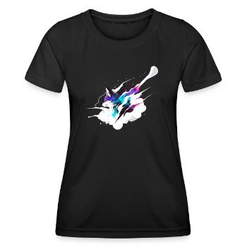 Kosmischer Fuchs - Frauen Funktions-T-Shirt - Schwarz - Vorne - AI Model Female 172 light (172cm)