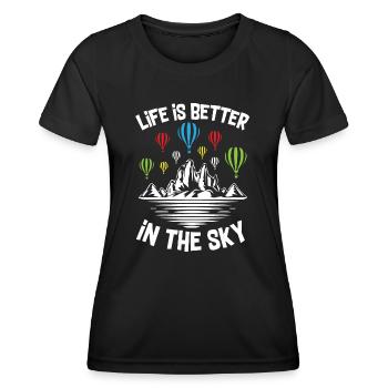 La vie est meilleure dans le ciel Air Balloon - T-shirt sport Femme - noir - Devant - AI Model Female 172 light (172cm)