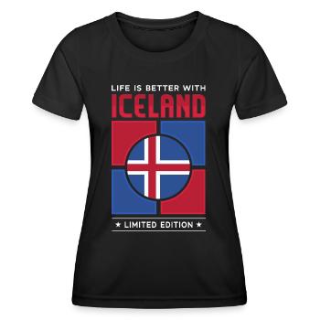 Islande - T-shirt sport Femme - noir - Devant - AI Model Female 172 light (172cm)