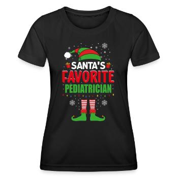 Santa's Favorite Pediatrician Elf Christmas - Women's Functional T-Shirt - black - Front - AI Model Female 172 light (172cm)