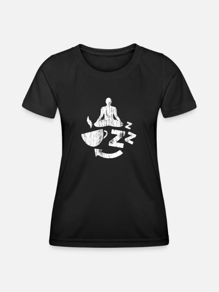 Kaffee Yoga Schlaf Wiederholung - Frauen Funktions-T-Shirt - Schwarz
