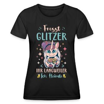 Fresst Glitzer ihr Langweiler ich heirate! JGA - Frauen Funktions-T-Shirt - Schwarz - Vorne - AI Model Female 172 light (172cm)