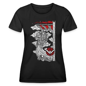 Wikingerschiff Wikinger Kapitän Krieger Boot - Frauen Funktions-T-Shirt - Schwarz - Vorne - AI Model Female 172 light (172cm)