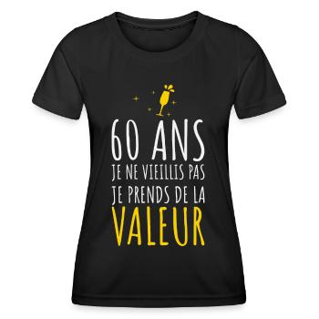60 Ans Cadeau 60ème Anniversaire Humoristique - T-shirt sport Femme - noir - Devant - AI Model Female 172 light (172cm)
