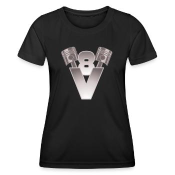 Moteur V8 Moteur Big Block - T-shirt sport Femme - noir - Devant - AI Model Female 172 light (172cm)