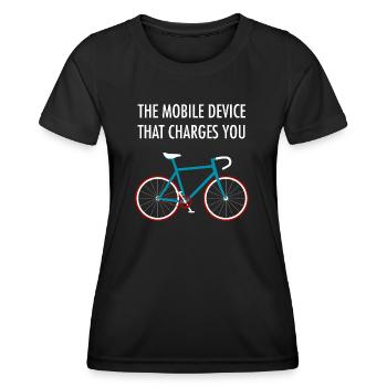 L’appareil mobile qui vous recharge - Bike Bike - T-shirt sport Femme - noir - Devant - AI Model Female 172 light (172cm)