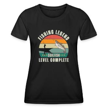 Légende de pêche - Niveau « Pollock » terminé - T-shirt sport Femme - noir - Devant - AI Model Female 172 light (172cm)