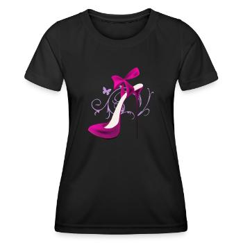 High-Heel - Frauen Funktions-T-Shirt - Schwarz - Vorne - AI Model Female 172 light (172cm)