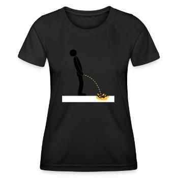 pinkeln schnee gelb winter kalt boden logo im steh - Frauen Funktions-T-Shirt - Schwarz - Vorne - AI Model Female 172 light (172cm)