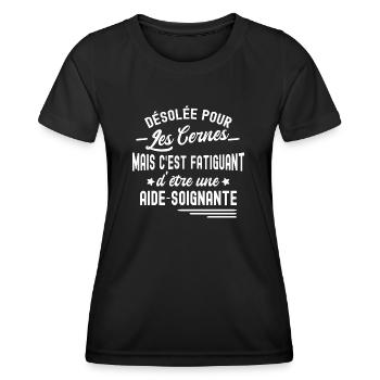 aide-soignante / cadeau humour aide-soignante - T-shirt sport Femme - noir - Devant - AI Model Female 172 light (172cm)