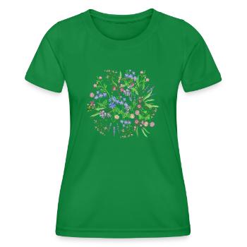Flower meadow - Women's Functional T-Shirt - kelly green - Front - AI Model Female 172 dark (172cm)