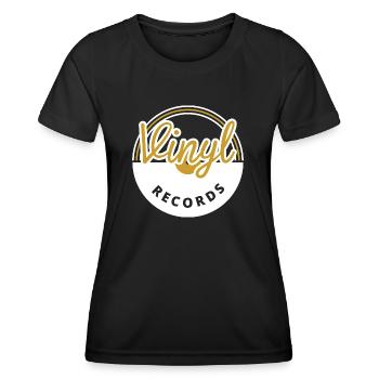 Schallplatten - Frauen Funktions-T-Shirt - Schwarz - Vorne - AI Model Female 172 light (172cm)
